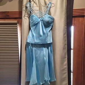 Cache Sky Blue 2 piece Silk Dress Size 4